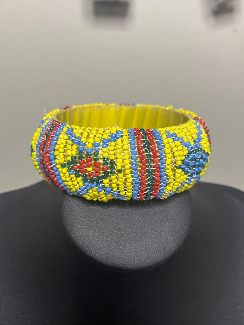 Chunky Boho Yellow Multicolor Beaded Stretch Bracelet
